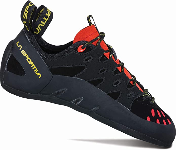 La Sportiva Mens Tarantulace Rock Climbing Shoes Color Black / Poppy